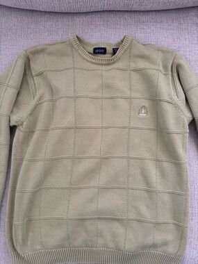 Izod Men's Lime green Grid-Pattern Crewneck Sweater